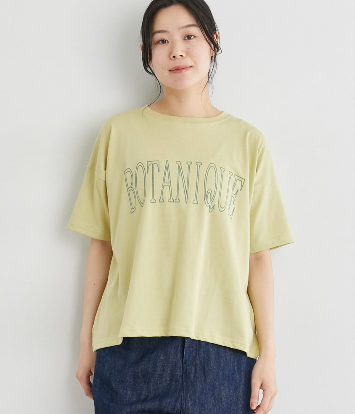 BigロゴプリントTシャツ(ライトグリーン-L)