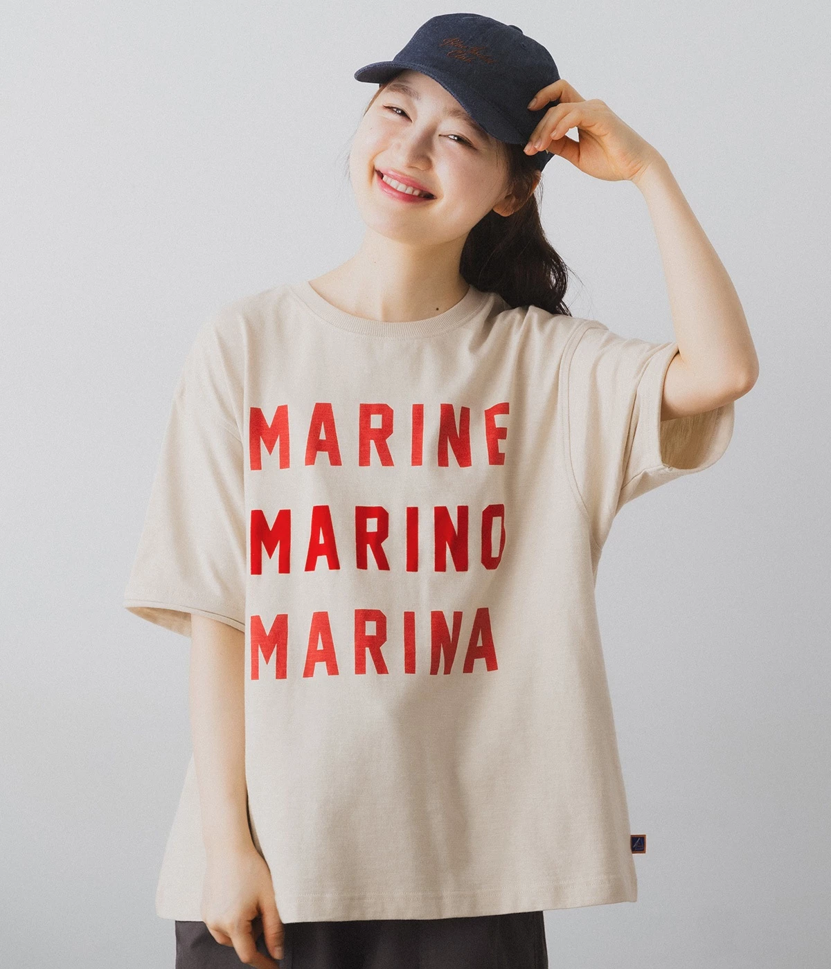 海を感じるプリントTシャツ(ベージュ-L)