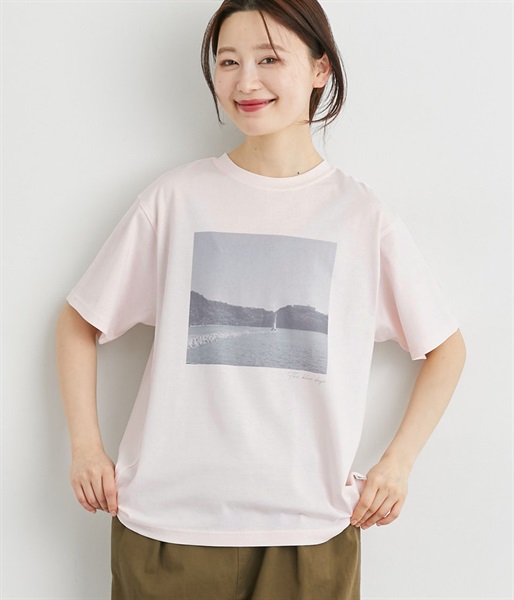 フォトプリントTシャツ(ライトピンク-L)