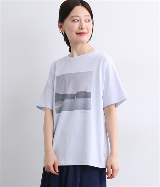 フォトプリントTシャツ(ライトブルー-L)