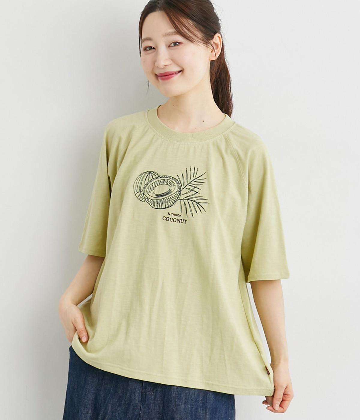 ココナッツTシャツ(ライトグリーン-L)