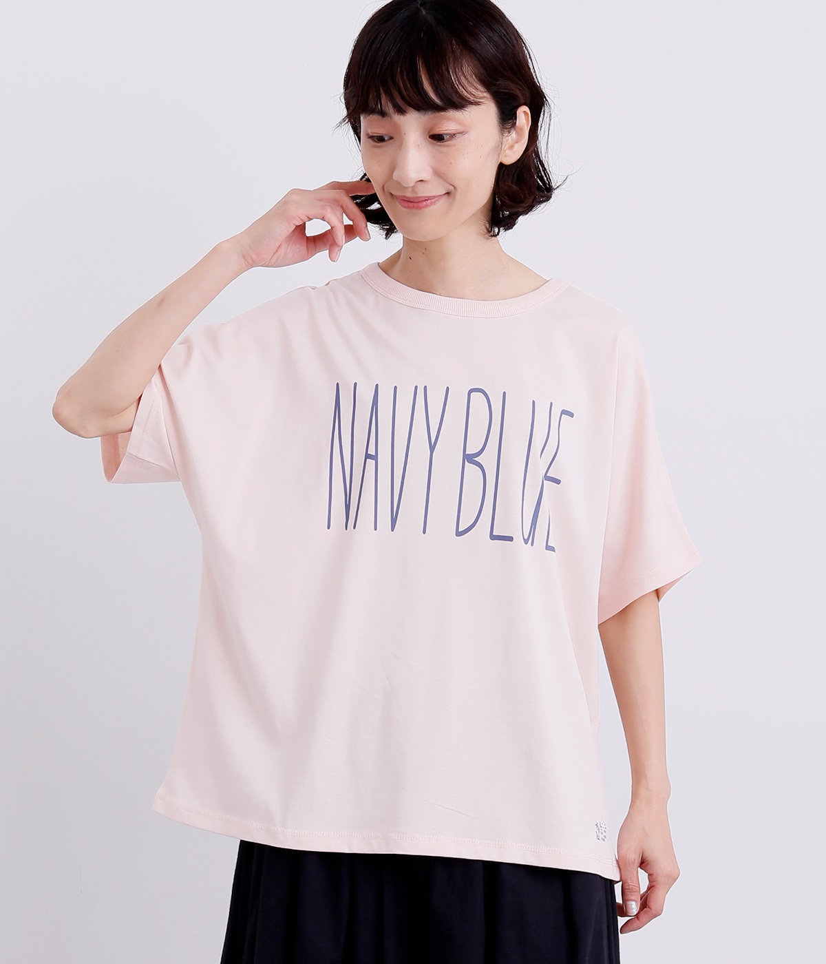 BIGロゴプリントワイドTシャツ(ピンク-L)