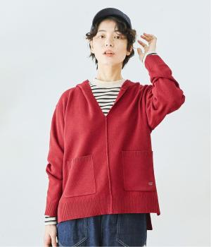 フーデッドニットプルオーバー(レッド-L)