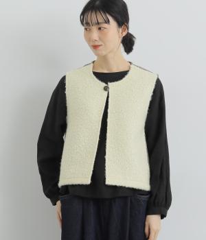 シープボア+布帛異素材づかいベスト(キナリ-L)