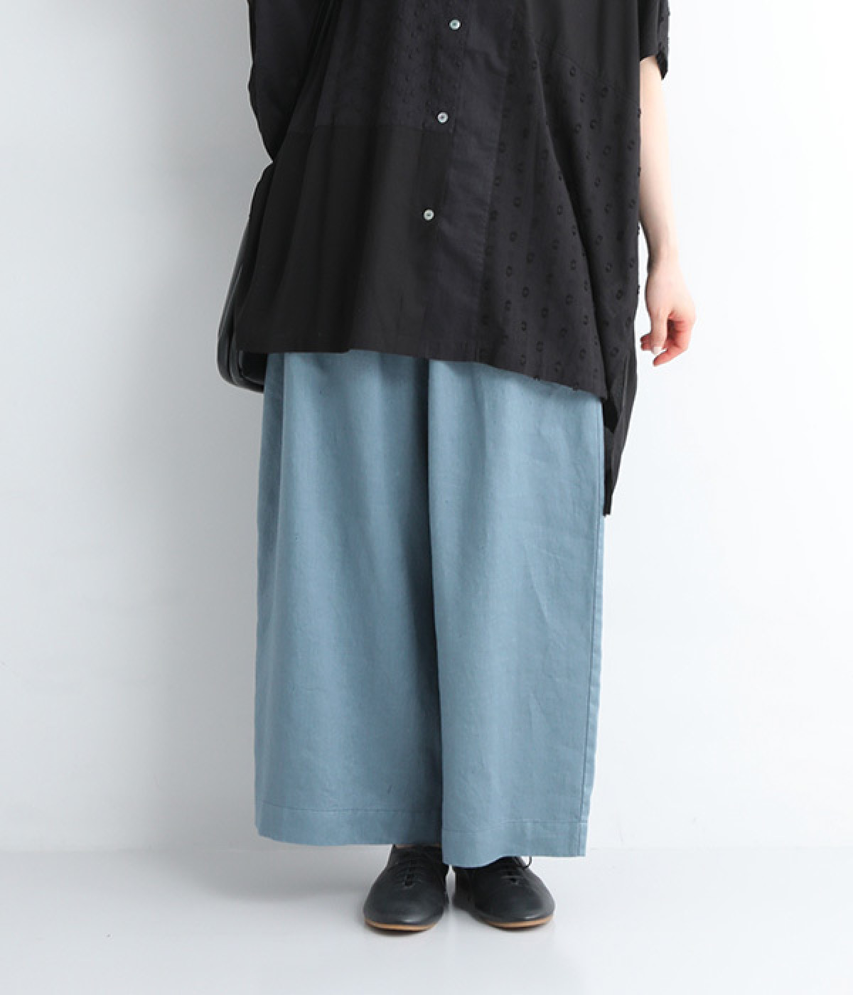 リネン製品染めパンツ(ブルー-3)