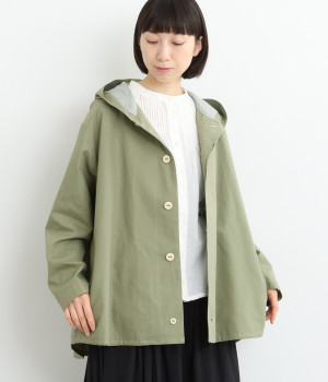 コットンフード付きショートコート(カーキ-ONESIZE)