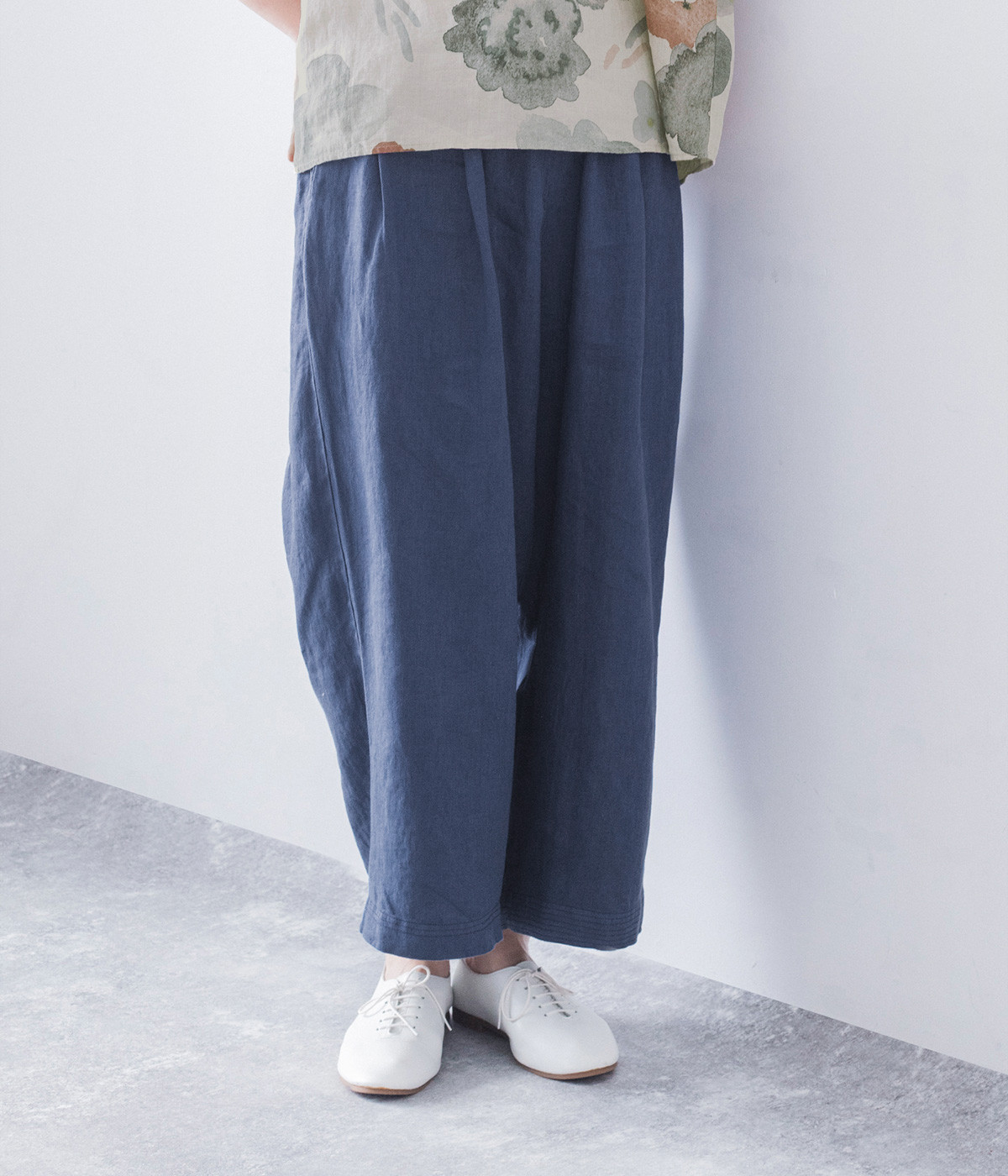 リネン製品染めパンツ(ブルー-2)