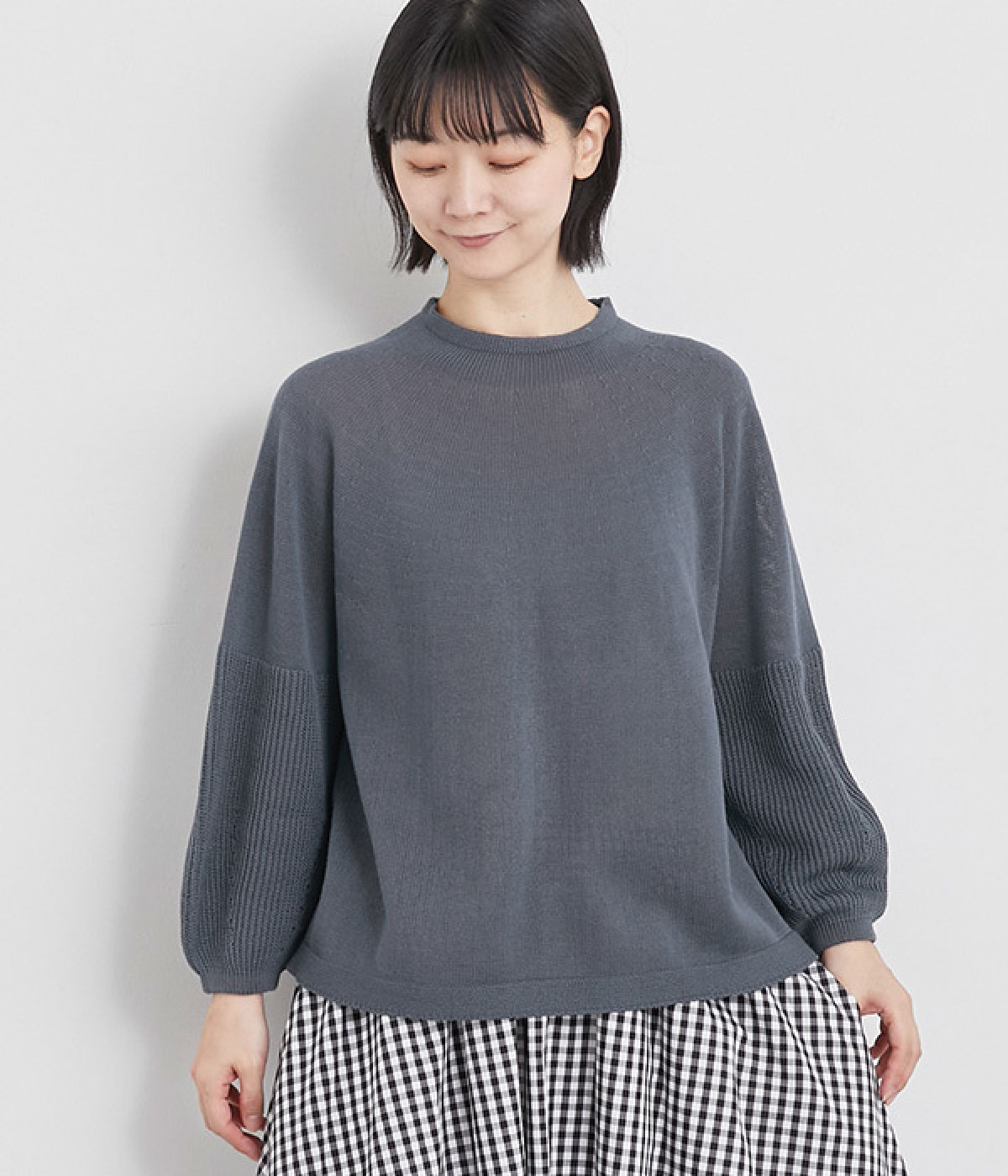 ホールガーメント　ギマバルーン袖プルオーバー(モクグレー-ONESIZE)