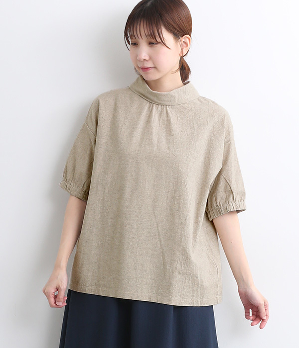 コットンリネンワッシャープルオーバー(ナチュラル-ONESIZE)
