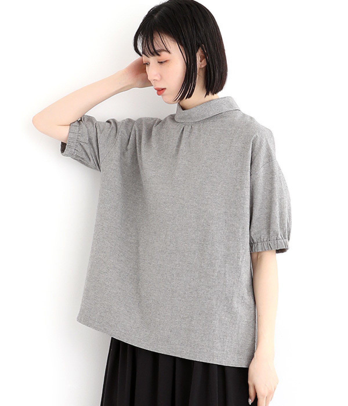 コットンリネンワッシャープルオーバー(グレー-ONESIZE)