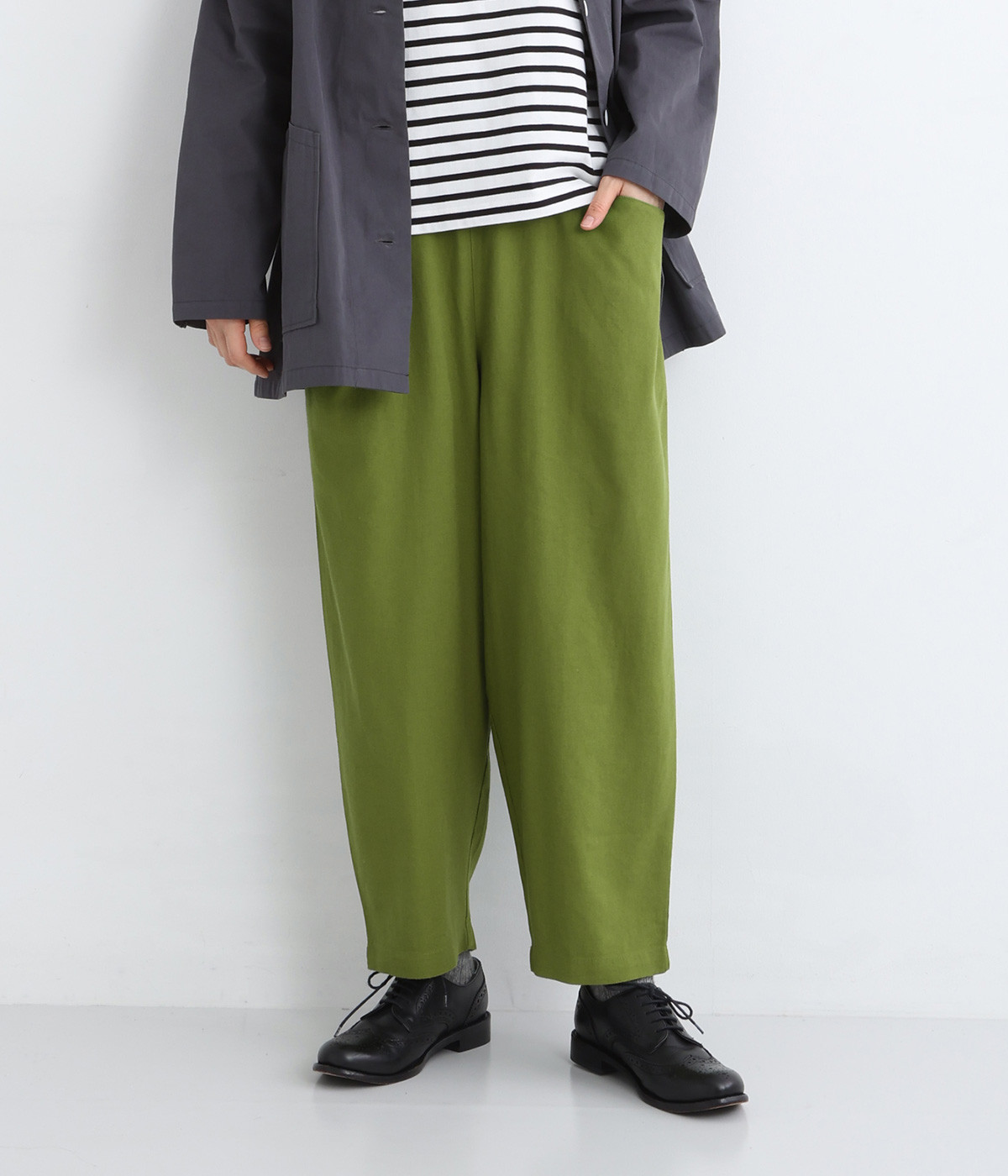 リネンコットンルーフポケットパンツ(グリーン-ONESIZE)