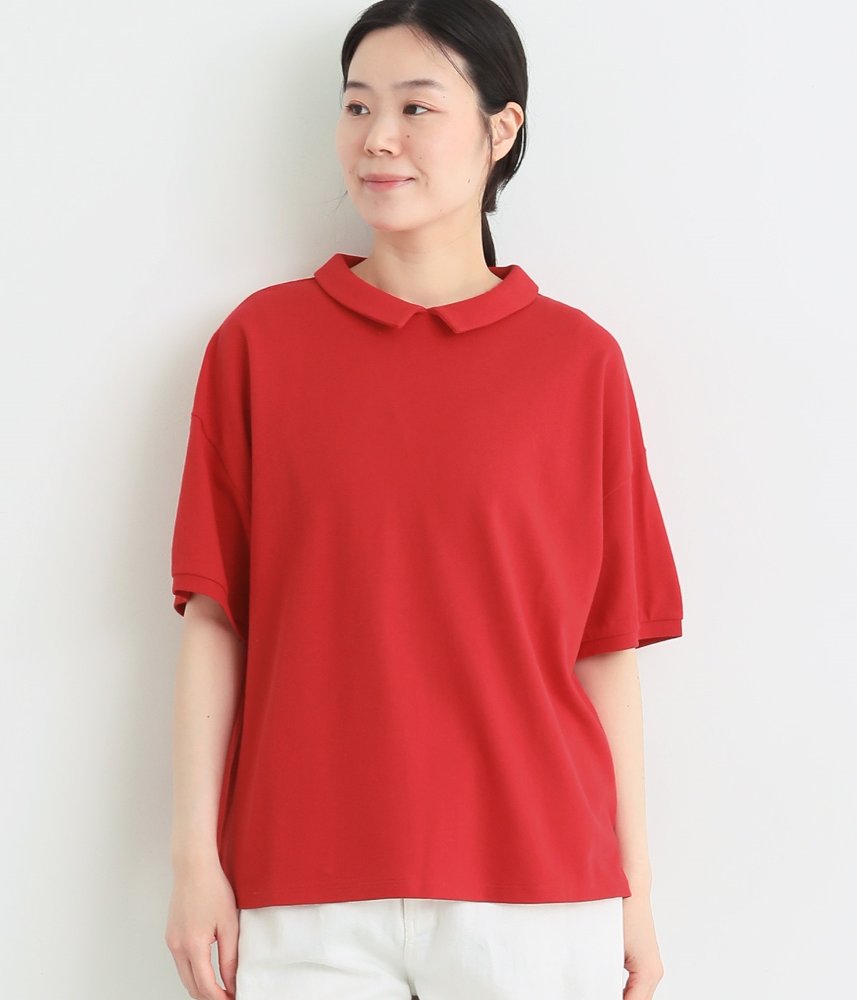 かのこ　ちび襟ポロシャツ(レッド-ONESIZE)