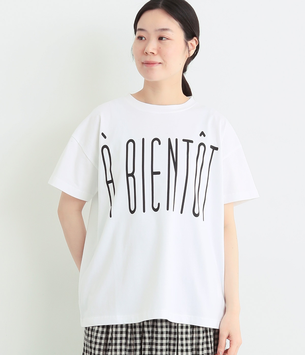 コットンジャージー　BIGロゴプリントTEE(ホワイト-ONESIZE)