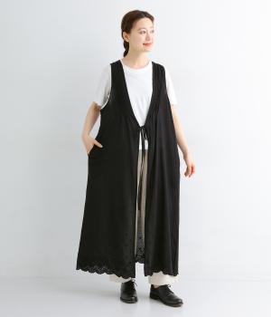 コットンスカラップ刺繍ジレ(ブラック-ONESIZE)