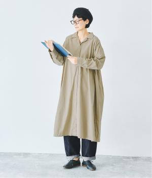 アンティーク調コットン　スキッパーワンピース(ベージュ-F)