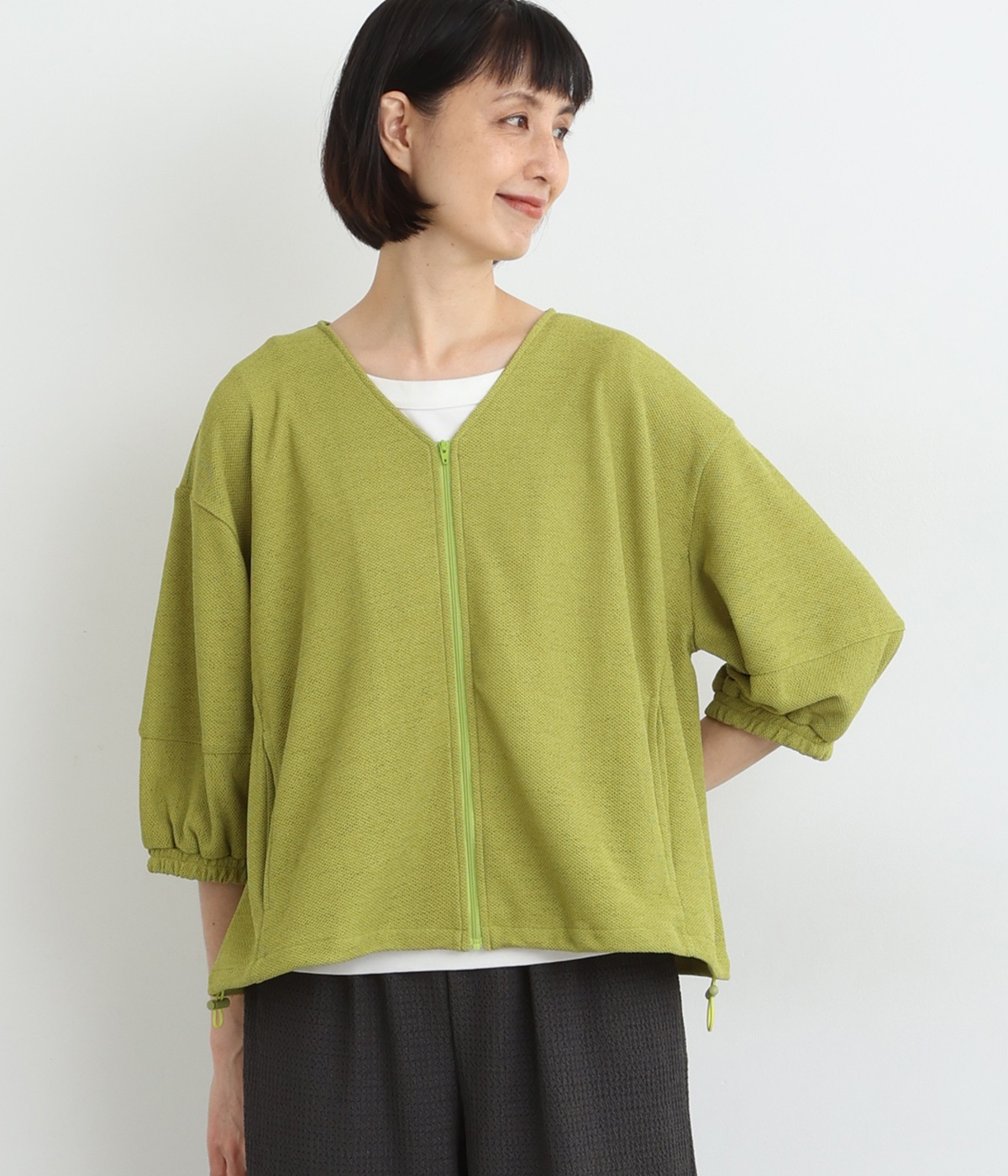 ドライメッシュ 裾ドロストブルゾン(リーフグリーン-ONESIZE)