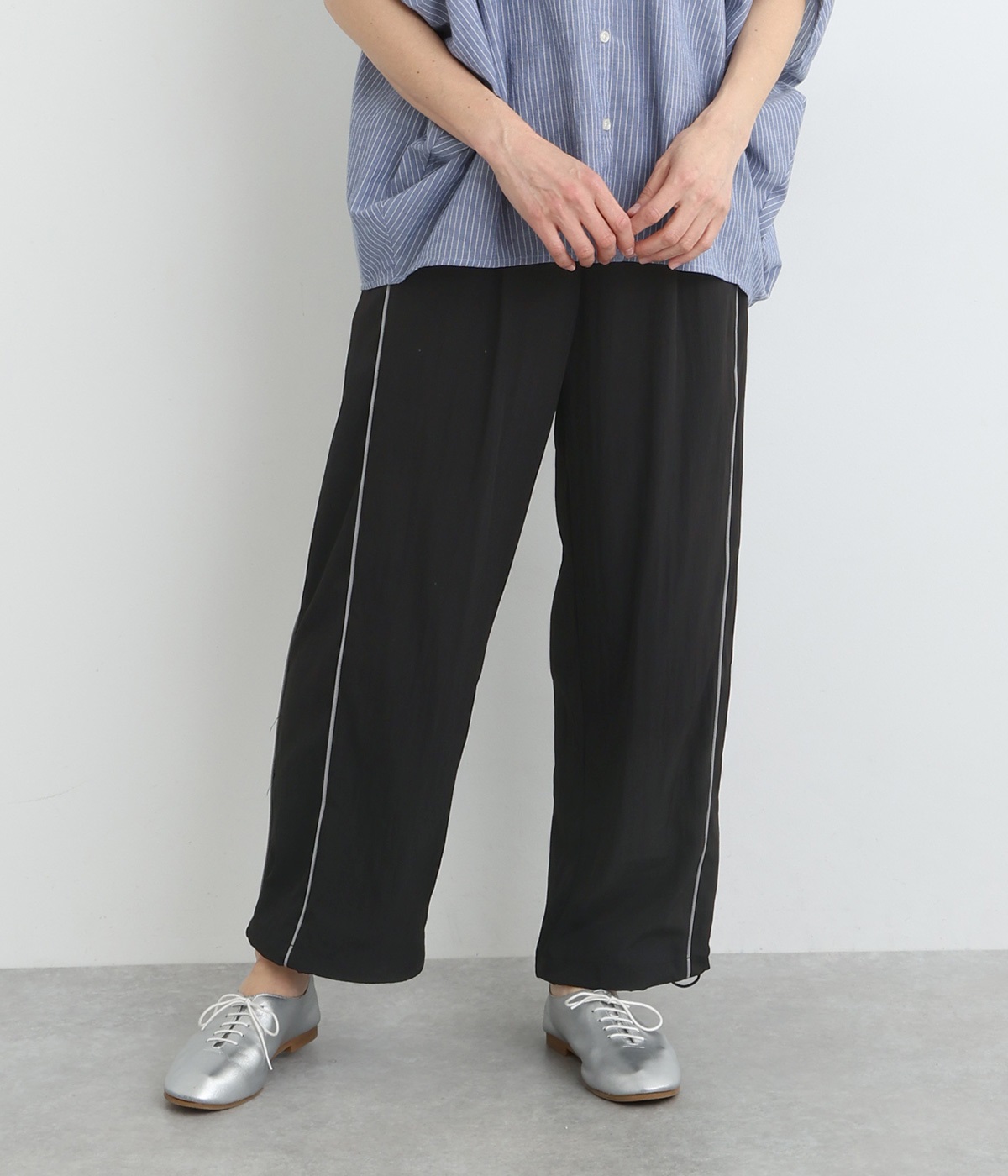 ナイロンヴィンテージ パイピングパンツ(クロ-ONESIZE)