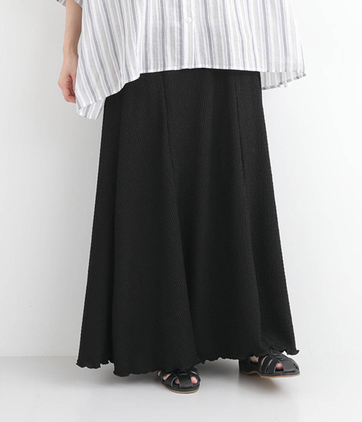 ワッシャーリング フレアスカート(クロ-ONESIZE)