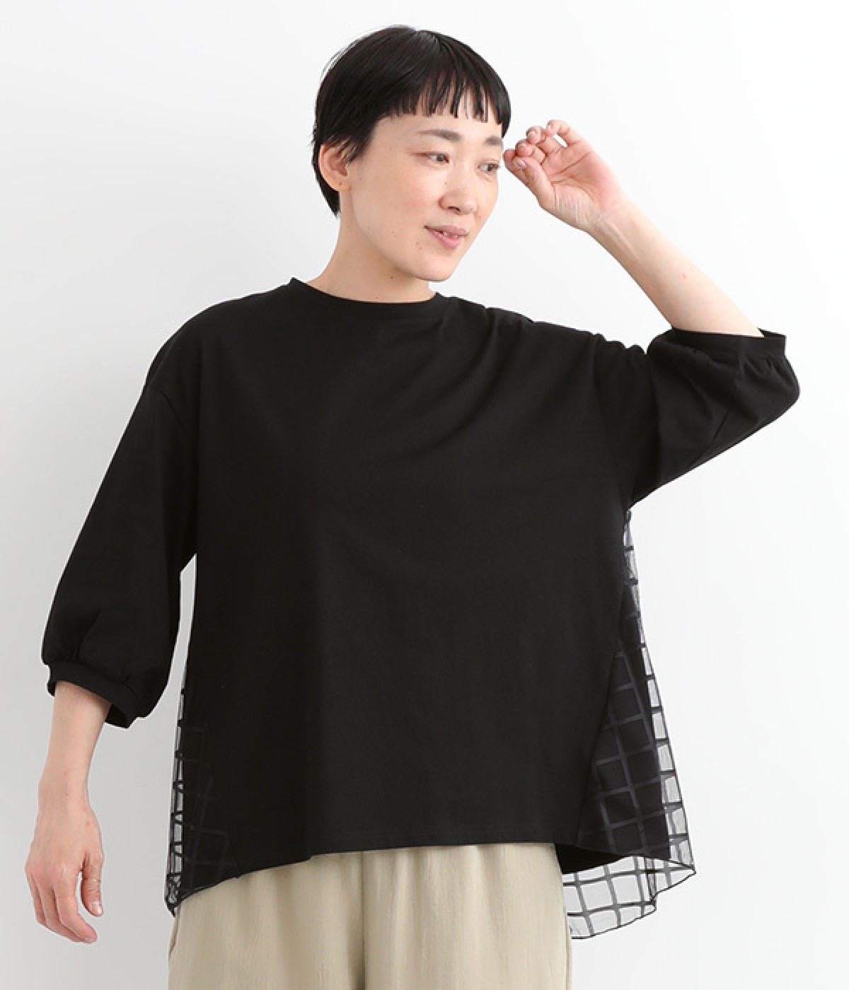 バックチュールレイヤードプルオーバー(クロ-ONESIZE)