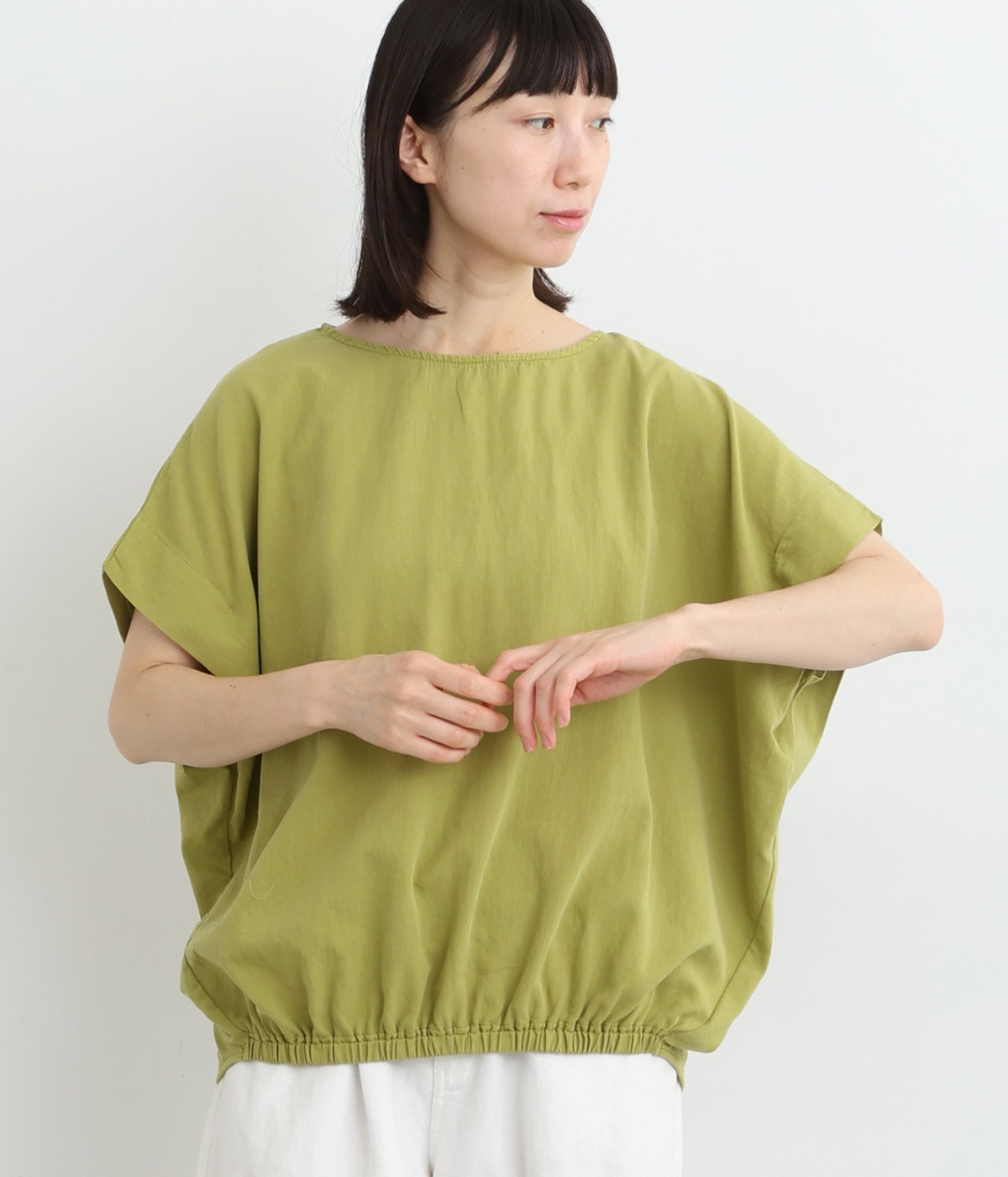 異素材切替タックプルオーバー(グラスグリーン-ONESIZE)
