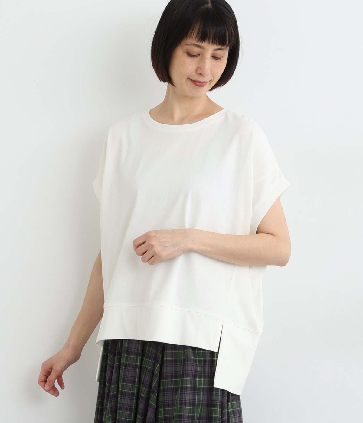 接触冷感 シルケット風天竺 ドルマンプルオーバー(オフ-ONESIZE)