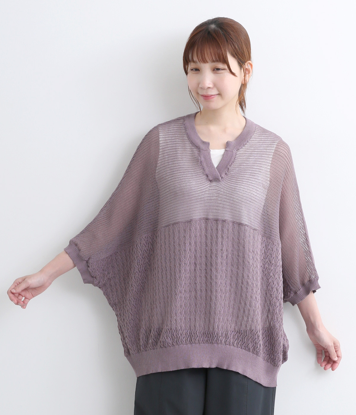 スキッパードルマンプルオーバー(ラベンダー-ONESIZE)