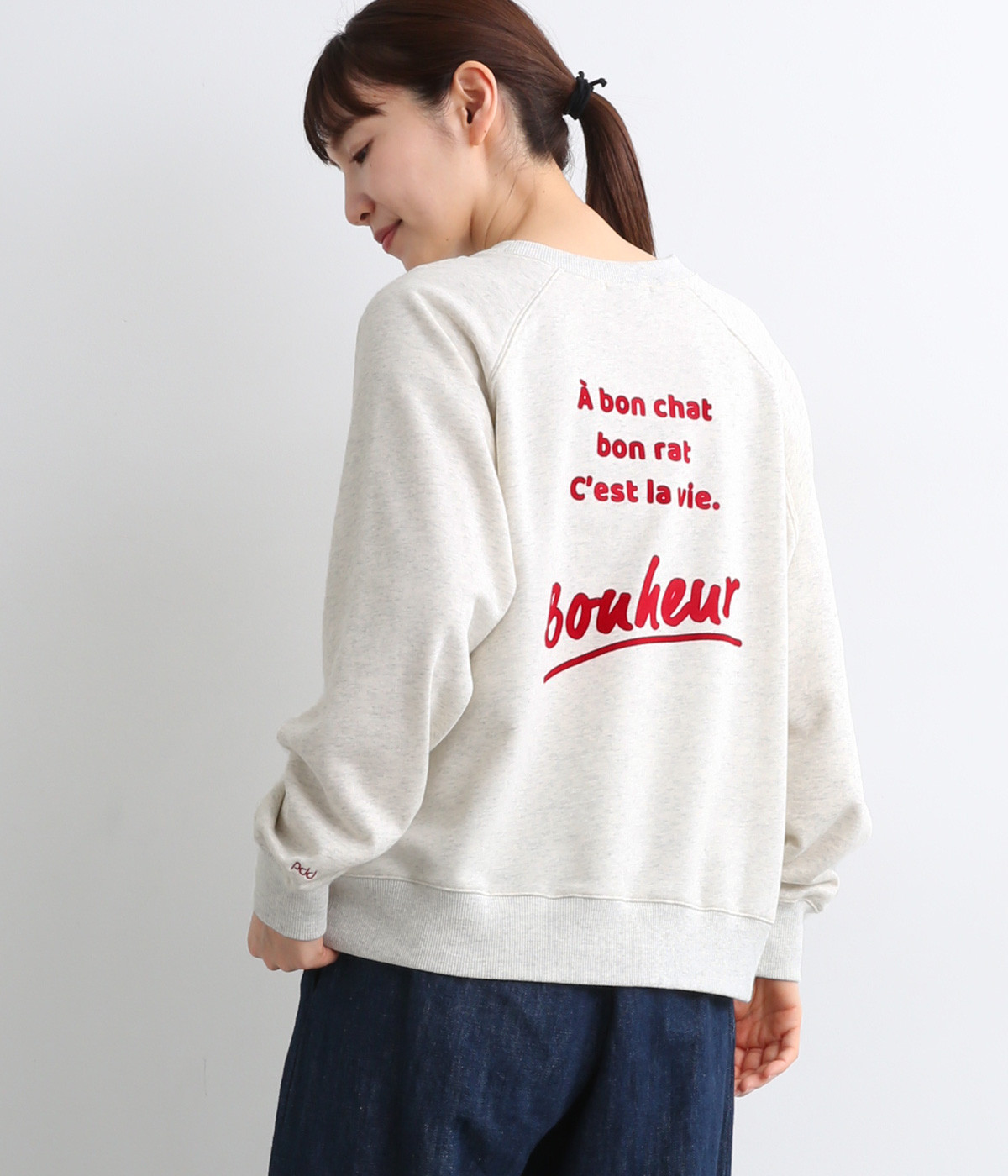 フロッキープリントロゴスウェット(オートミール-ONESIZE)
