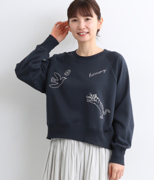 スーベニア刺繍クロップドスウェット