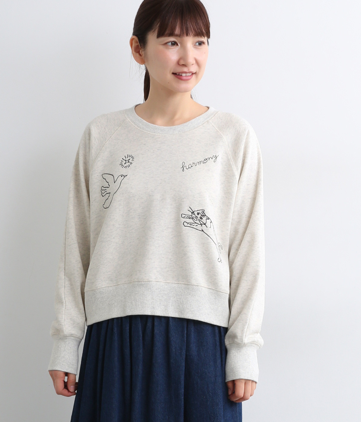 スーベニア刺繍クロップドスウェット(オートミール-ONESIZE)