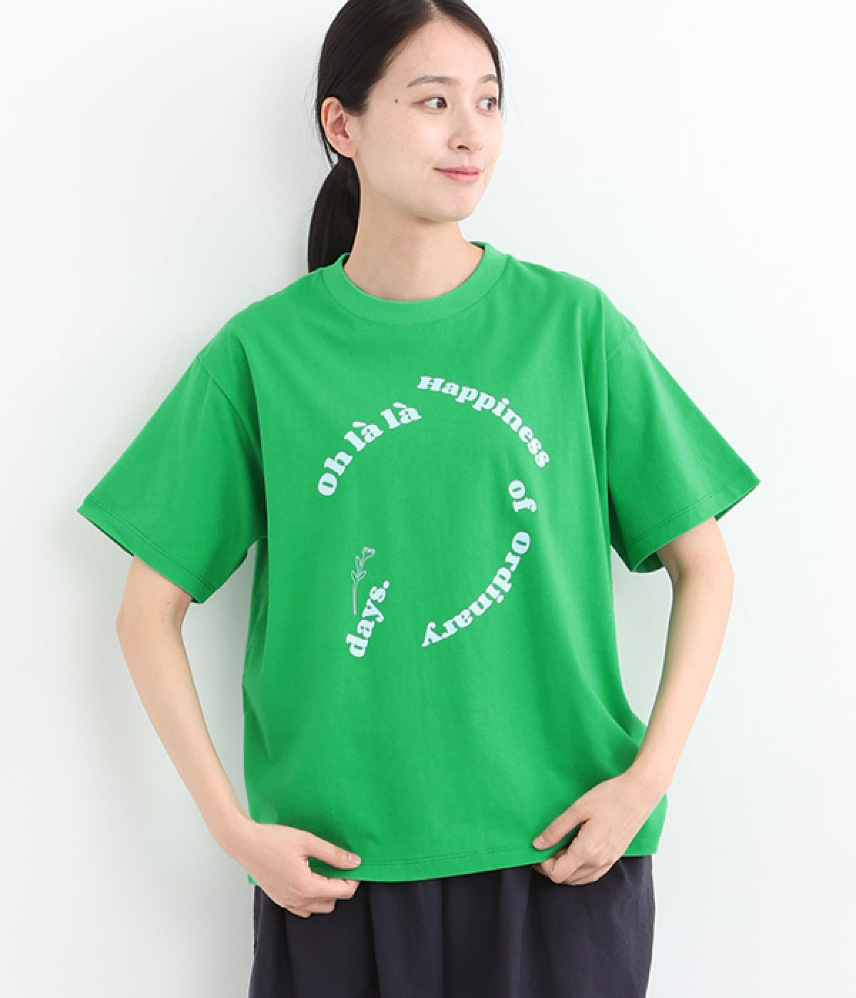 厚盛りプリントサークルロゴTシャツ(グリーン-ONESIZE)