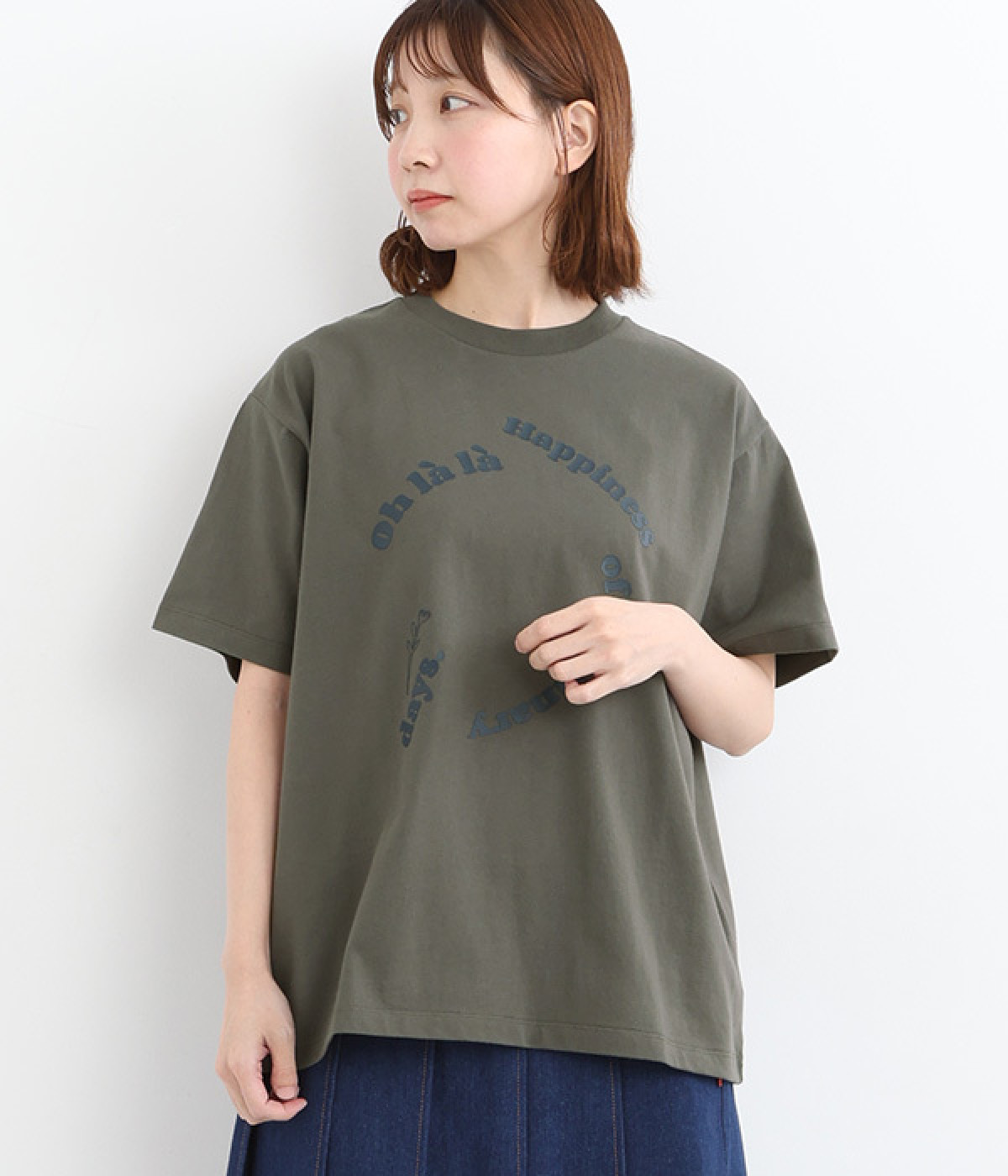 厚盛りプリントサークルロゴTシャツ(ダークグレー-ONESIZE)