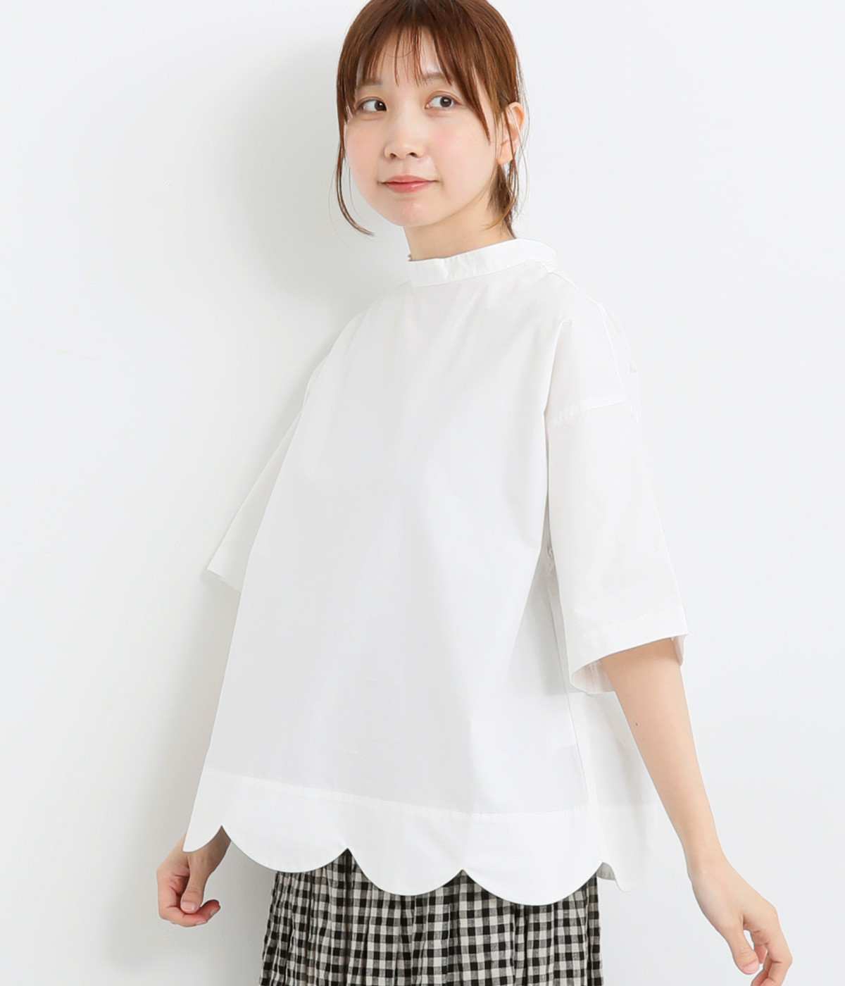 2way裾スカラップブラウス(オフホワイト-ONESIZE)