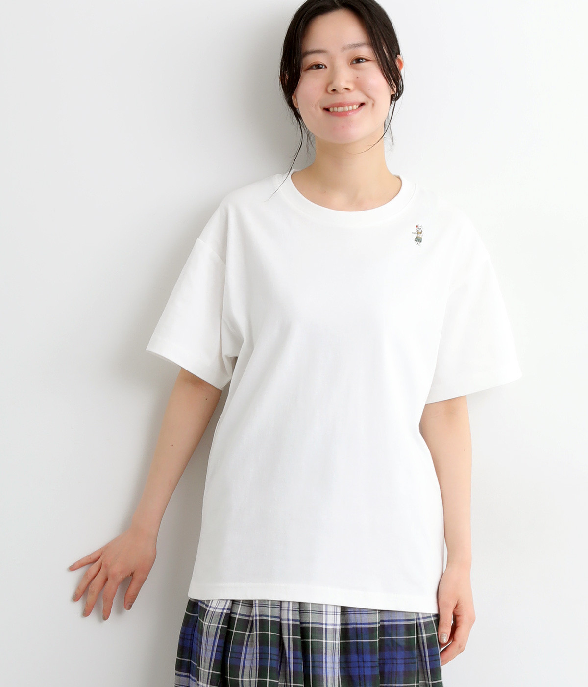 USAコットンワンポイント刺繍ボックスTシャツ(オフホワイト-ONESIZE)