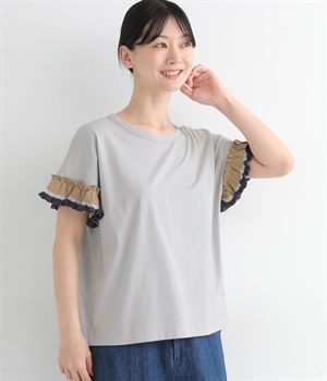 ニットフリル袖Tシャツ
