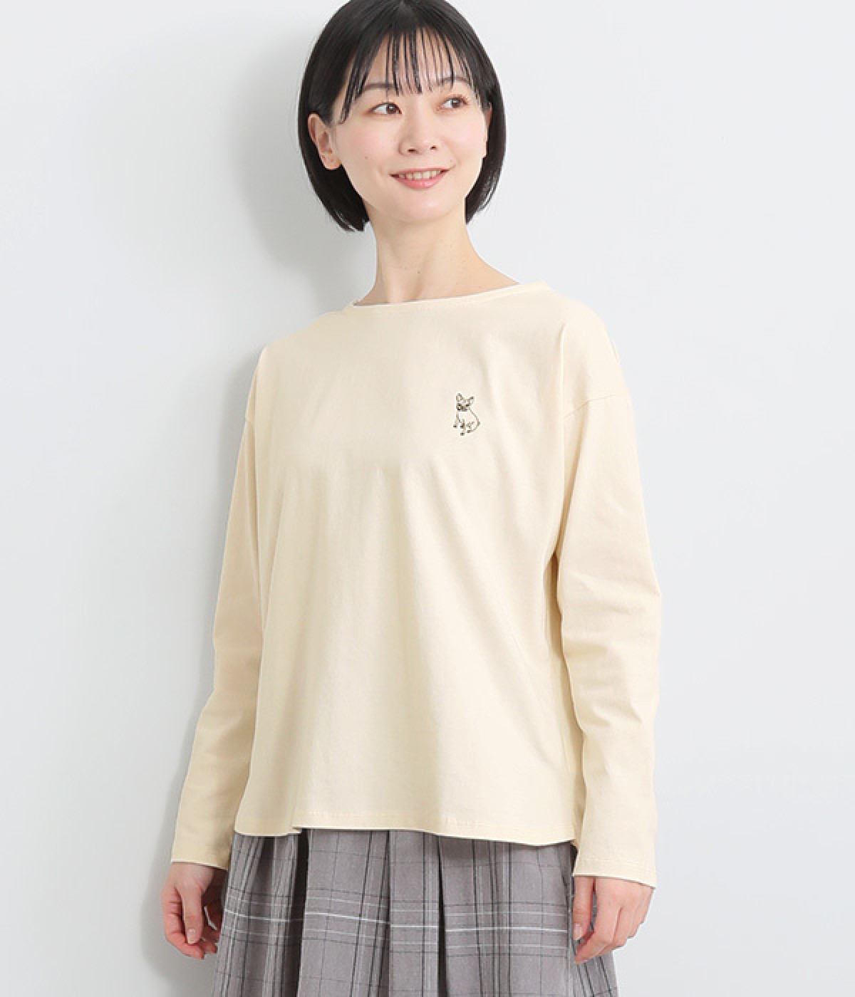 コットン天竺フレンチブル刺繍プルオーバー(ナチュラル-ONESIZE)