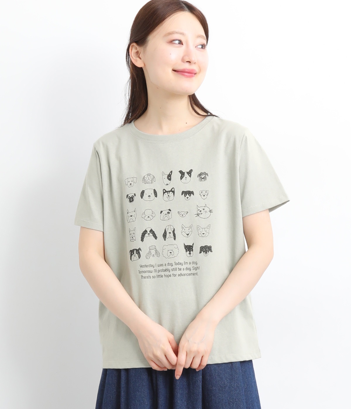 コットン天竺いろんなわんこフェイスTEE(ミント-ONESIZE)