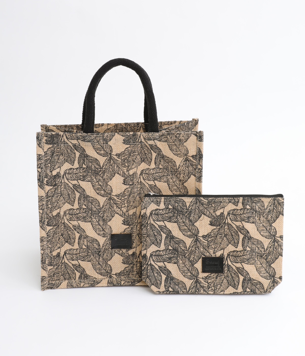 ジュートBOX型バッグM(ブラックリーフ-ONESIZE)