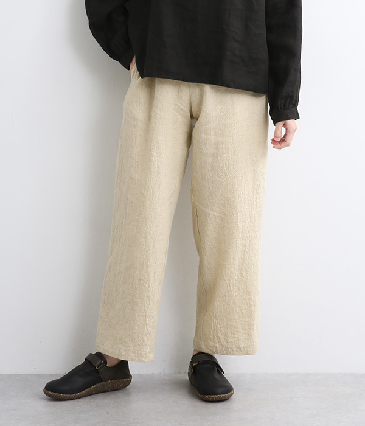 遠州灘コットンリネン ストレートパンツ(キナリ-ONESIZE)