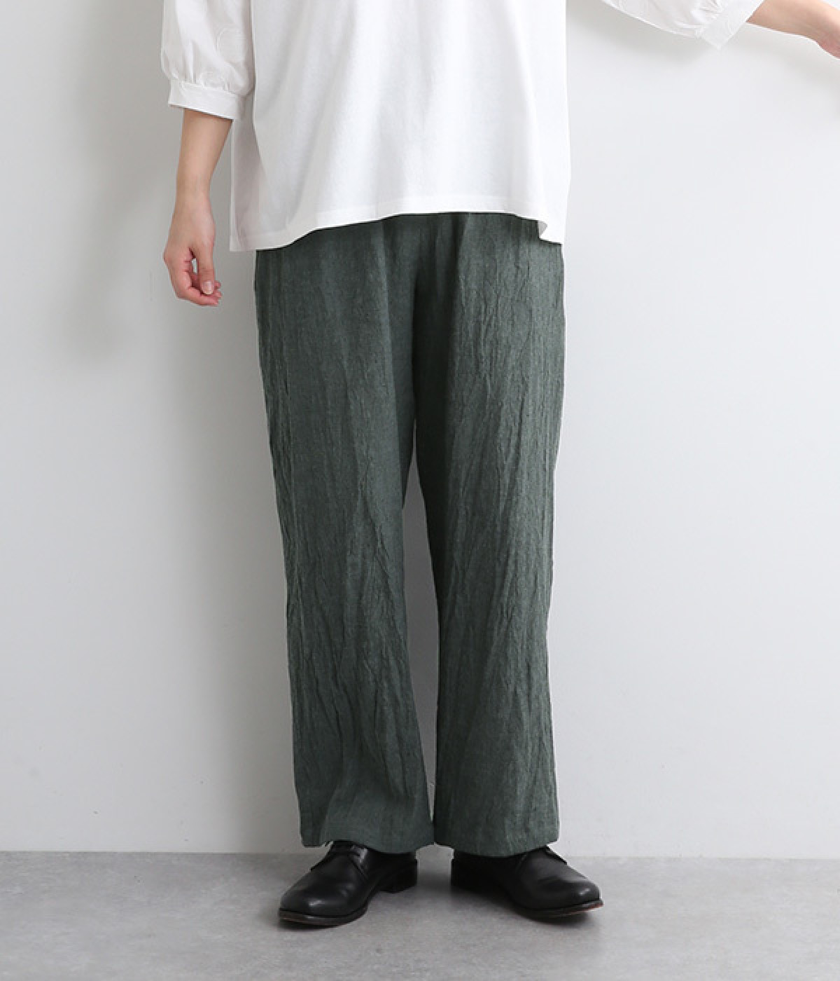 遠州灘コットンリネン ストレートパンツ(スミクロ-ONESIZE)
