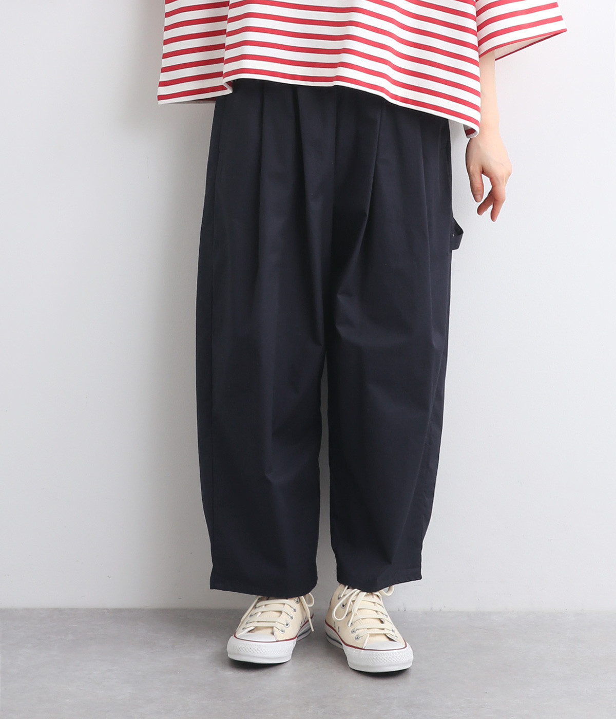 コットンツイル ペインタークロップドパンツ(ネイビー-ONESIZE)