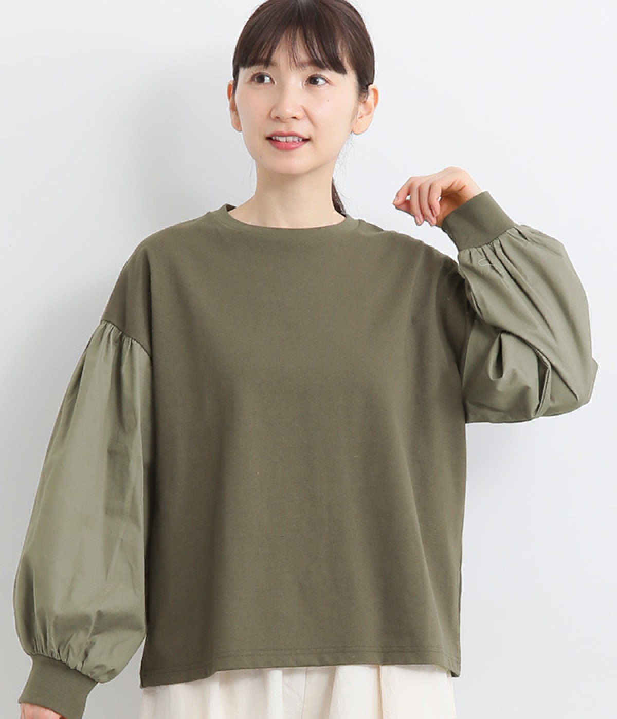 コットン ブロードパフスリーブプルオーバー(チャコール-ONESIZE)