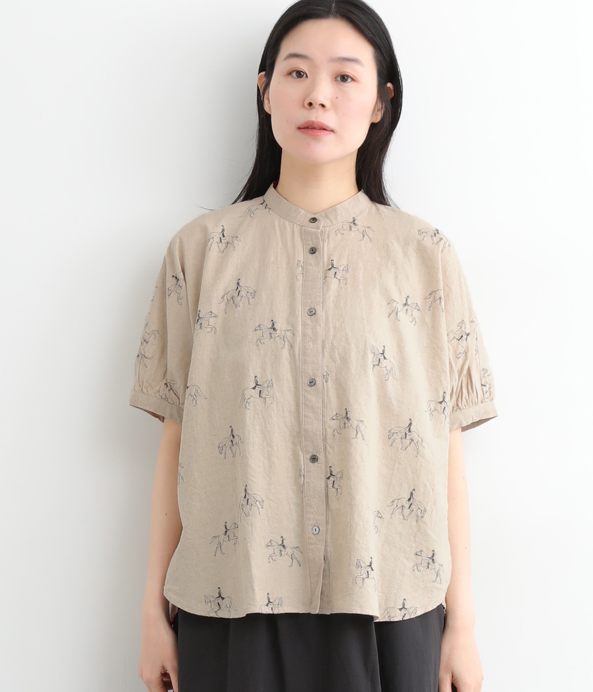 リネンコットン ＨＯＲＳＥ後ろギャザーワイドシャツ(キナリ-ONESIZE)