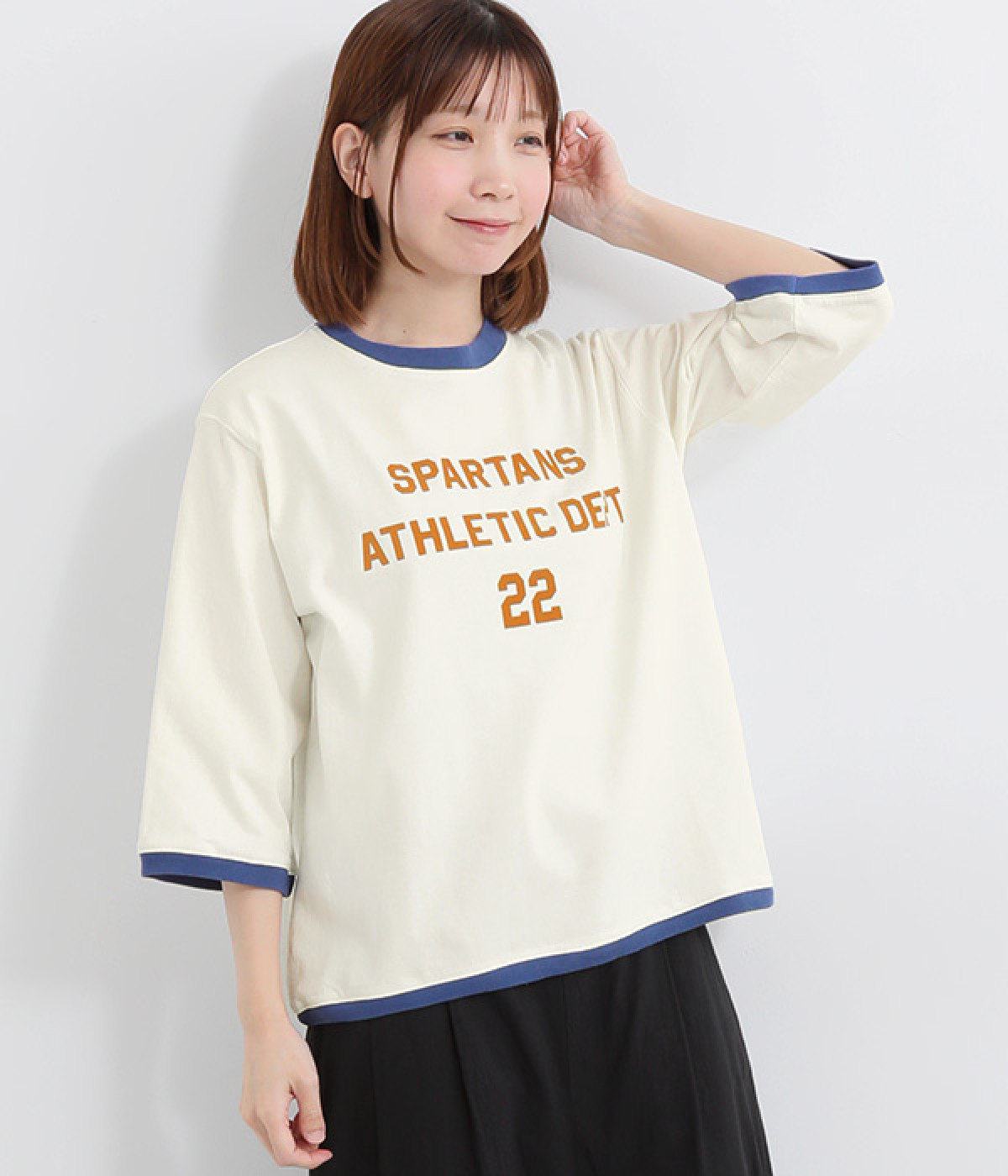 コットンアメリカンドライ天竺IIプリントトリンガーTシャツ(オフホワイト×ブルー-ONESIZE)