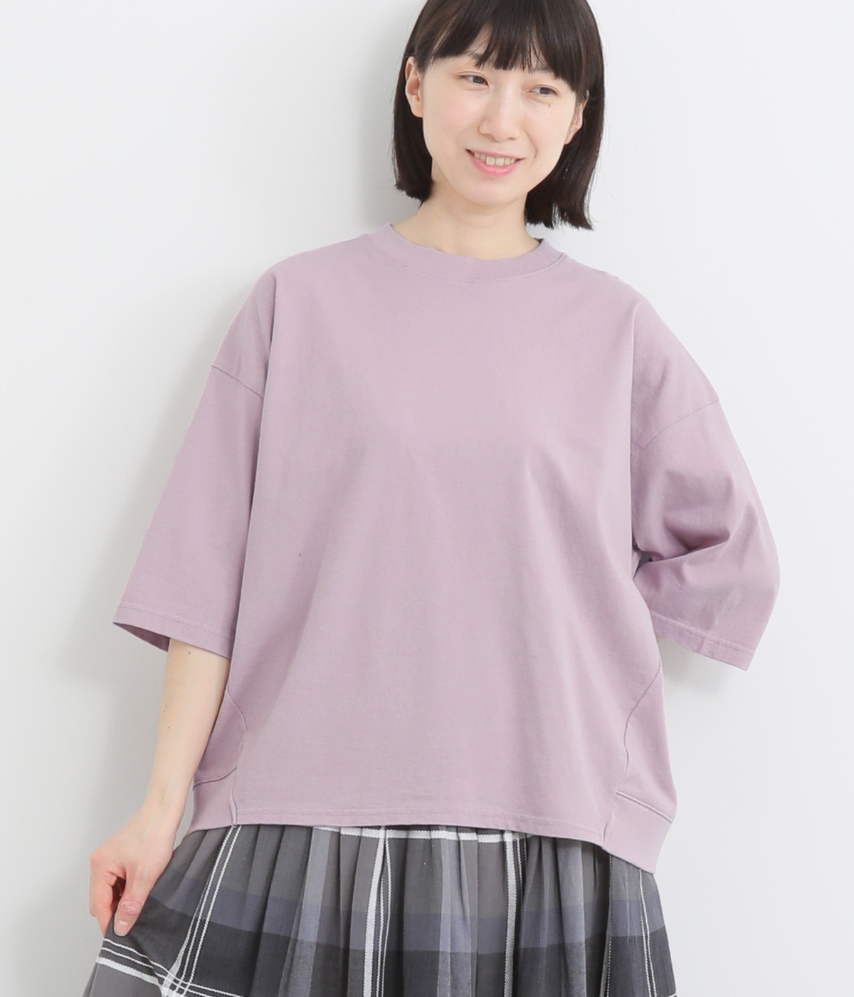 コットンアメリカンドライ天竺バックスリットTシャツ(ピンク-ONESIZE)