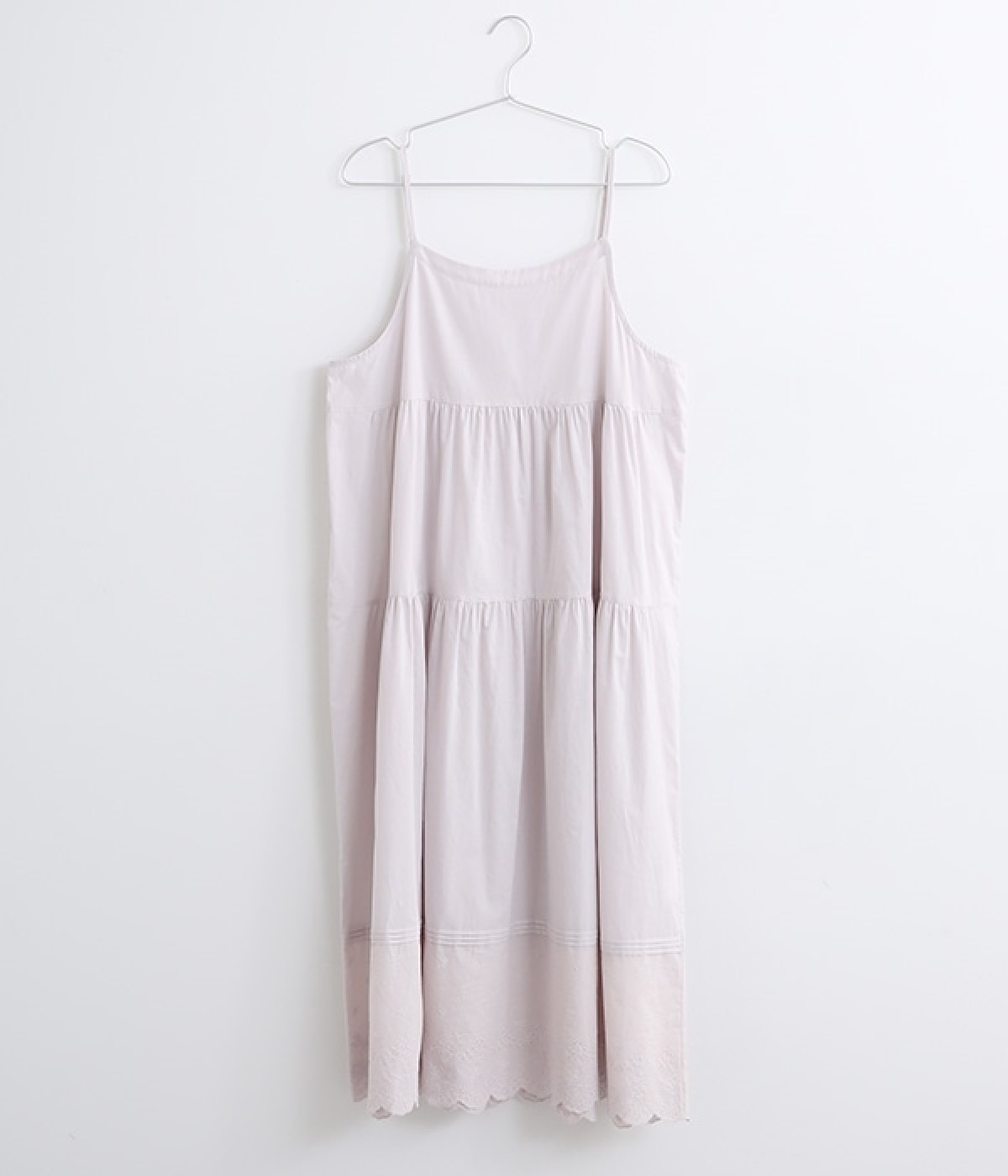 コットンローン　ティアードペチキャミワンピース(ピンクベージュ-ONESIZE)
