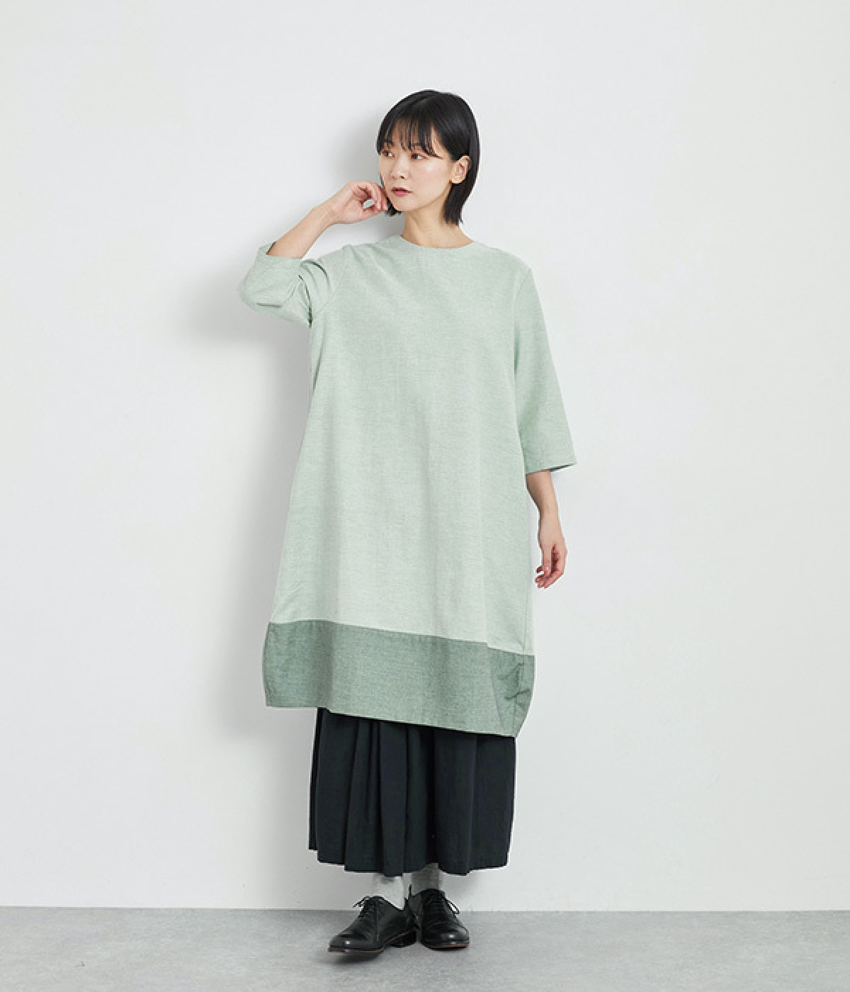 リバーシブルコットンワンピース(ライトグレー-ONESIZE)