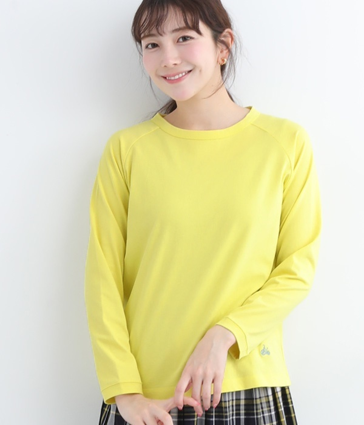 リサイクルコットン天竺ラグランTEE(長袖)(レモン-M)