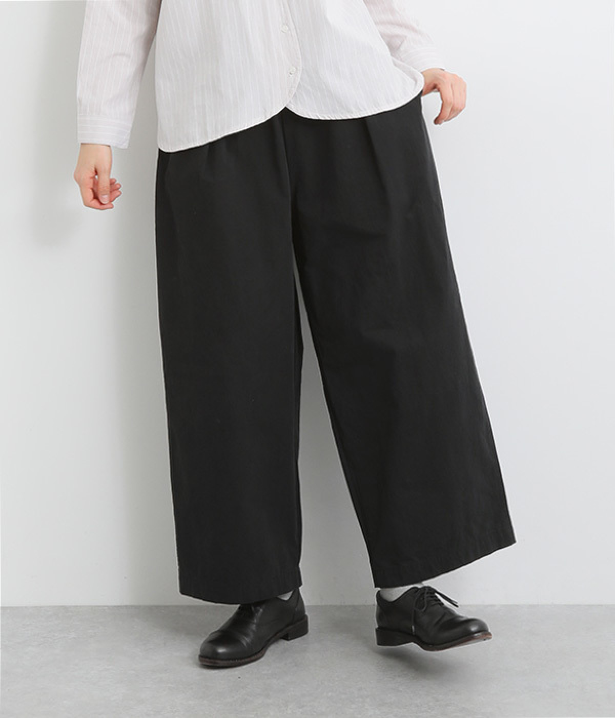 コットン ワイドストレートパンツ(ブラック-ONESIZE)