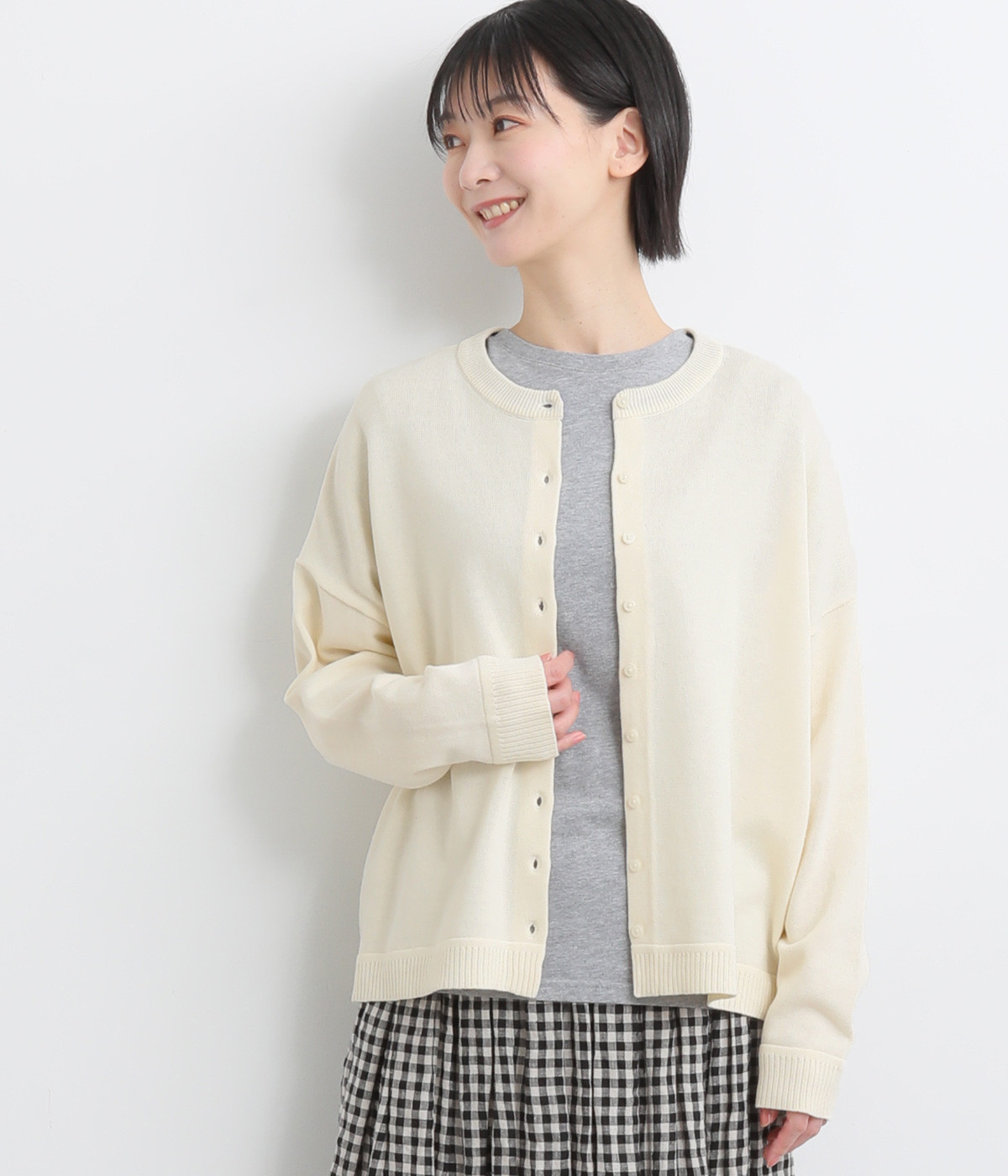 コットンニット ワイドカーディガン(オフホワイト-ONESIZE)