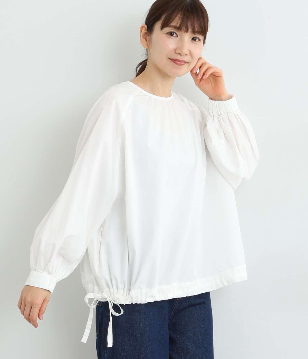 コットン ラグランワイドプルオーバー(オフホワイト-ONESIZE)